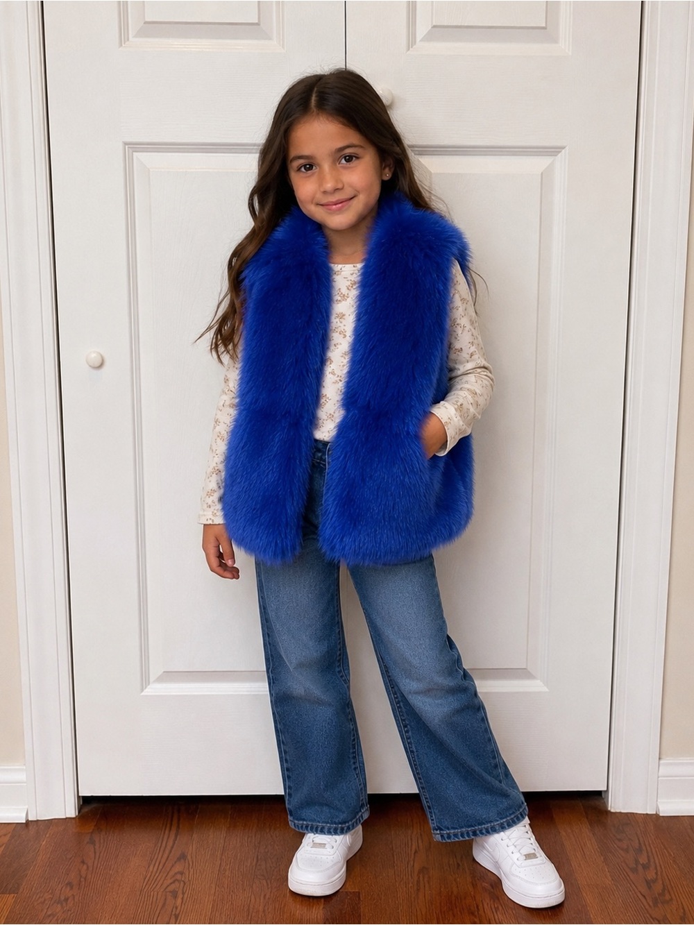 Bright Royal Blue Faux Fur Vest